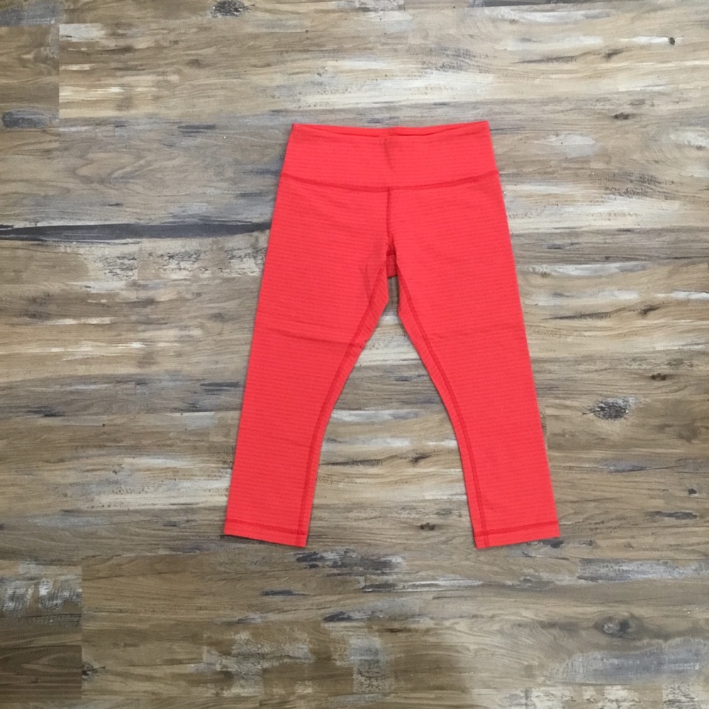 Lululemon Wunder Under Crop Striped Fiery Red 6